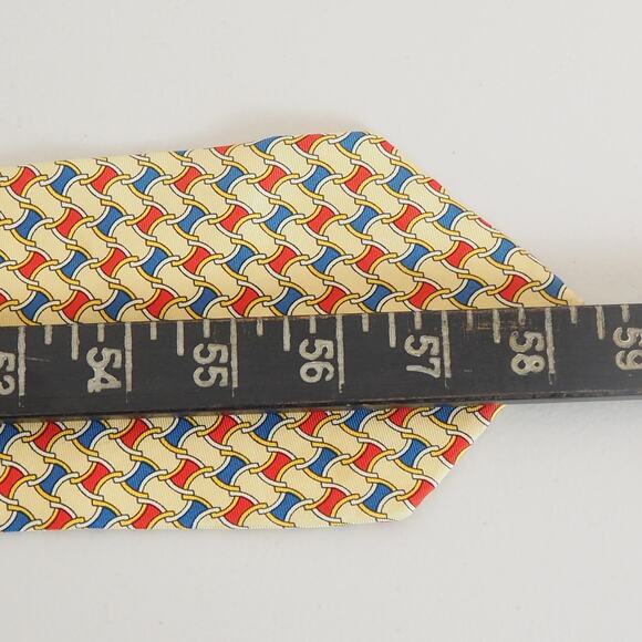 Vintage Burberrys Of London Geometric Pattern Mens 100% Silk Hand Sewn Neck Tie - Picture 6 of 8
